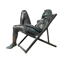 Garden decoration cast bronze female action nude naked body statue